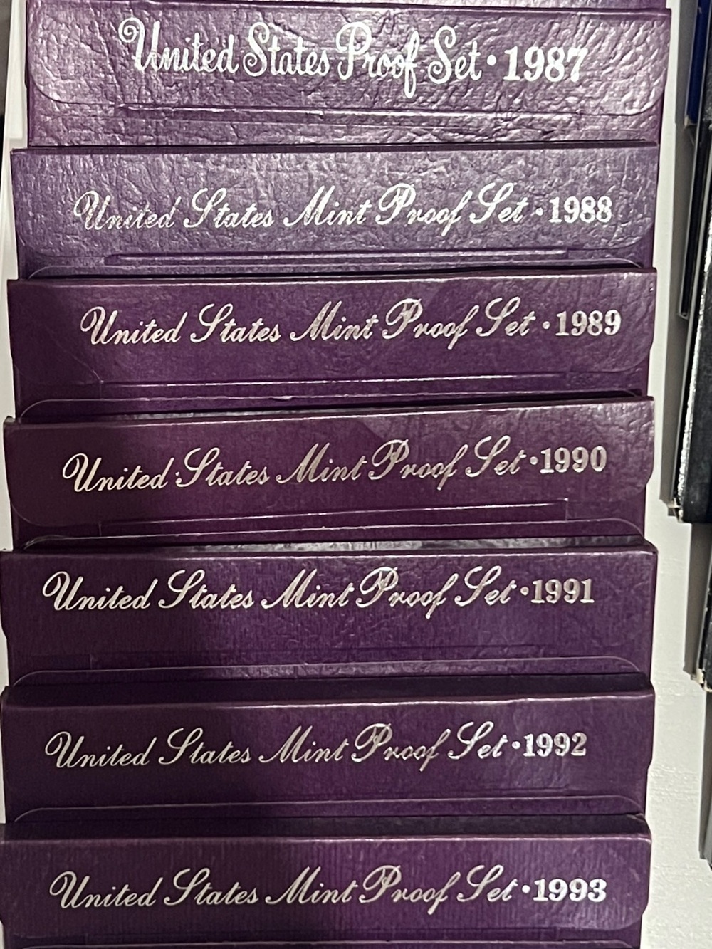 1983 to 1995 Mint Proof Set - lot of 13